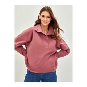 LC Waikiki Women's High Neck Plain Long Sleeve Cotton Sweatshirt