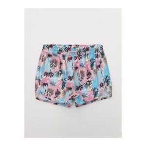 LC Waikiki Girls' Swim Shorts with an Elastic Printed Waist