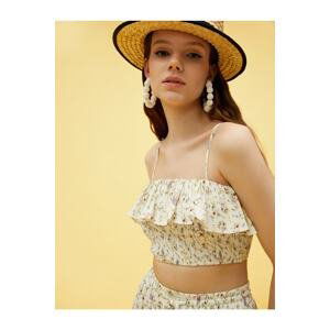 Koton Ruffled Gimped Floral Crop Undershirt