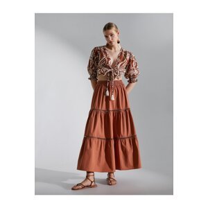 Koton Long Bohemian Skirt Elastic Waist Cotton