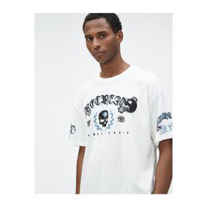 Koton Oversized T-Shirt, Skull Print, Crew Neck Cotton.