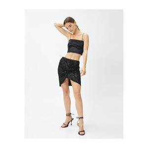 Koton Evening Dress Sequined Sequined Mini Skirt Draped