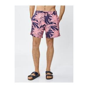 Koton Swimsuit Shorts Leaf Printed Waist Laced Pocket