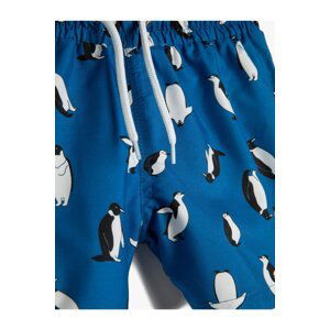 Koton Tie Waist Swimwear Penguin Print Mesh Lined.