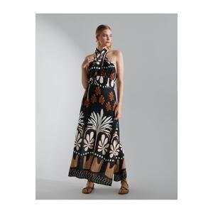 Melis Ağazat x Koton - Ethnic Patterned Halter Neck Long Dress