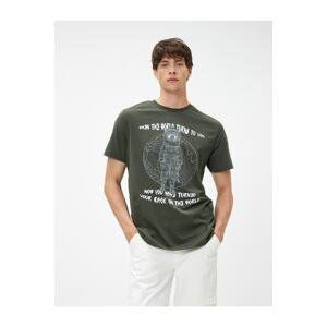 Koton Slogan Printed T-Shirt, Crew Neck Space Theme, Short Sleeves.