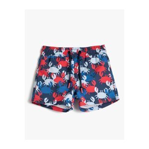 Koton Sea Shorts Tie Waist Crab Printed Mesh Lined