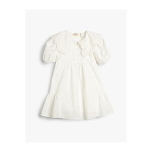 Koton Dress Wide Baby Neck Elastic Short Balloon Sleeve Cotton