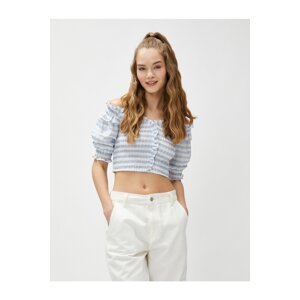 Koton Off-the-Shoulder Crop Blouse with Ruffled Balloon Sleeves Gipella