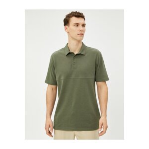 Koton Polo Neck T-shirt with Buttons Stitching Detail, Short Sleeves.