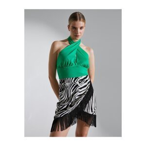 Koton Melis Ağazat X Cotton - Tasseled Wrapover Mini Skirt