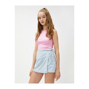 Koton Denim Shorts Skirt Mini Tie Detail Cotton