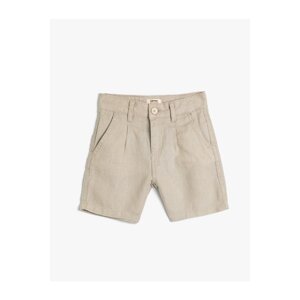 Koton Linen Shorts with Pockets and Buttons