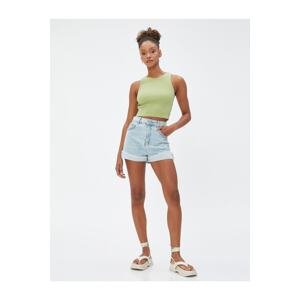 Koton Basic Crop Singlets, Halterneck, Ribbed