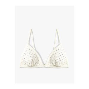 Koton Triangle Bikini Top Embroidered with Shiny Stones Covered