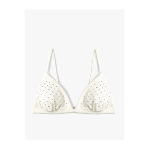 Koton Triangle Bikini Top Embroidered with Shiny Stones Covered