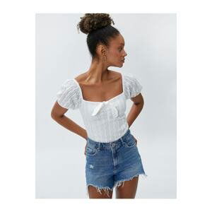 Koton Lace T-Shirt Short Sleeve Square Neck