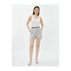 Koton Belted Shorts with Pockets Pleated Linen Blend