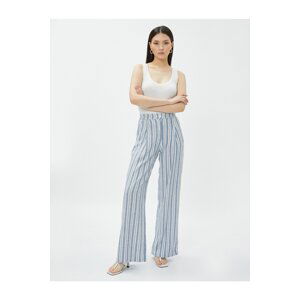 Koton Linen Palazzo Trousers with Pocket Pleat Detailed