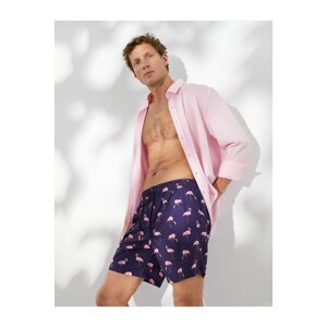 Koton Swim Shorts Flamingo Printed With Waist Lace Pocket