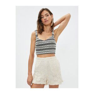 Koton Melis Agazat X Cotton - Crochet Mini Shorts with Pockets