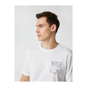 Koton Crew Neck T-Shirt Geometric Print Detailed Short Sleeve