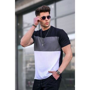 Madmext Men's Color Blocked Black T-Shirt 5826