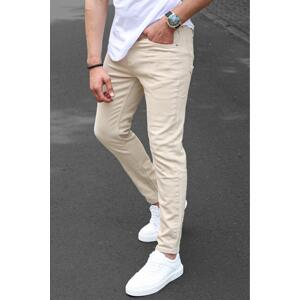 Madmext Men's Beige Canvas Slim Fit Trousers