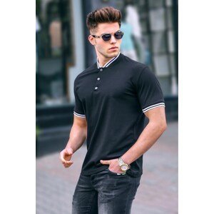 Madmext Men's Black Plain Polo Neck T-Shirt