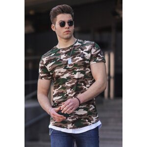 Madmext Men's Camouflage Patterned Beige T-Shirt 4480
