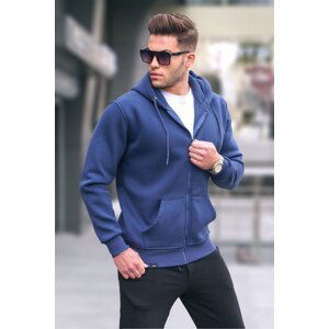 Madmext Navy Blue Hooded Regular Fit Men's Sweatshirt 6033