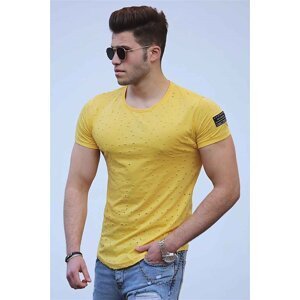 Madmext Torn Detailed Yellow T-Shirt 2883