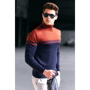 Madmext Brick Color Blocked Turtleneck Sweater 4675