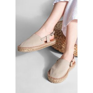 Marjin Women's Straw Detailed Closed Espadrilles Sandals Daily Nineteen Beige Sandals.