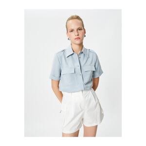 Koton Short Sleeve Shirt Epaulette Detailed Modal Blended