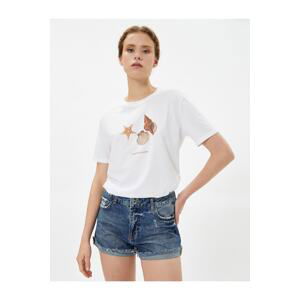 Koton Şahika Ercümen X Cotton - Shell and Starfish Printed Cotton T-Shirt