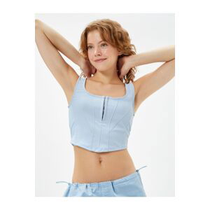 Koton Crop Undershirt U Neck Strappy Hooked Ribbed