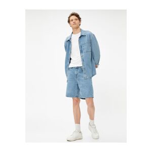 Koton Oversized Denim Shorts 5-Pocket Cotton with Button