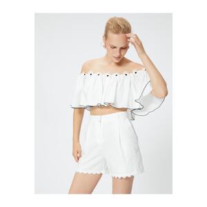 Koton Off-Shoulder Flounce Crop Blouse