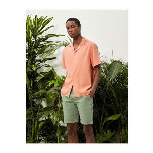 Koton Summer Shirt with Short Sleeves Turndown Collar Buttoned Cotton