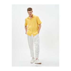 Koton Summer Shirt with Short Sleeves Turndown Collar Buttoned Cotton