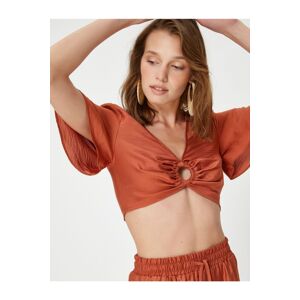 Koton Şahika Ercümen X Cotton - Window Detailed Modal Crop Blouse