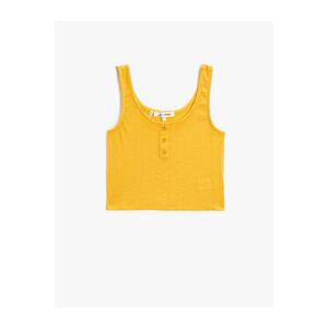 Koton Crop Undershirt U Neck Button Detailed