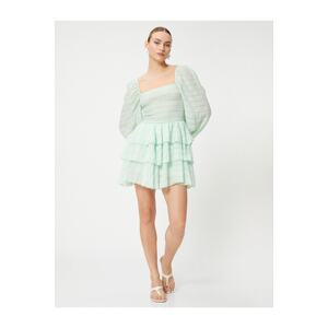 Koton Tuba Ünsal X Cotton - Layered Balloon Sleeve Mini Dress