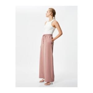 Koton Wide Leg Trousers Laced Waist Modal Relaxed Cut with Pocket