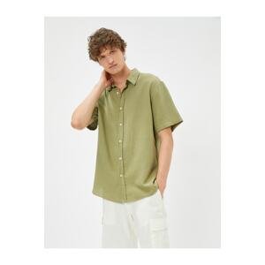 Koton Summer Shirt Short Sleeve Turndown Collar Buttoned Cotton