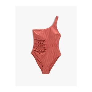 Koton One Shoulder Swimsuit with Window Detail