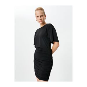 Koton Mini Dress Short Sleeve Crew Neck Draped