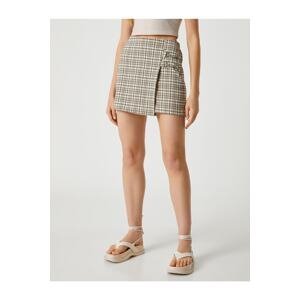 Koton Mini Shorts Skirt Metal Accessory Detailed Patterned Viscose Detailed
