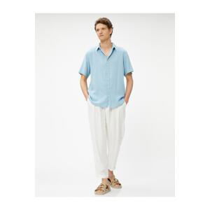 Koton Summer Shirt Short Sleeve Turndown Collar Buttoned Cotton